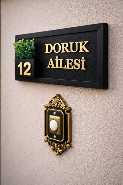 SHELİFE Kişiye Özel Ahşap Kapı İsimliği Çiçekli – 10x20 cm MDF Dekoratif Kapı...