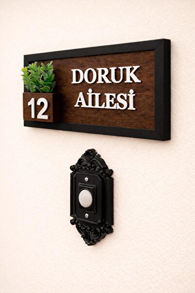 SHELİFE Kişiye Özel Ahşap Kapı İsimliği Çiçekli – 10x20 cm MDF Dekoratif Kapı...