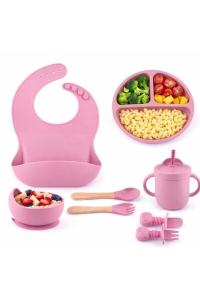 OEM Set de hrănire pentru bebeluși, 10 piese din silicon, fără BPA, farfurie ...