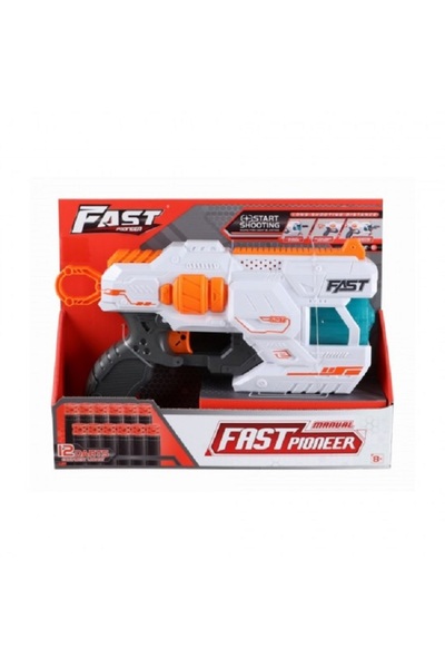 Fast Pioneer Manual toy gun with foam bullets, 12 projectiles, rotati...