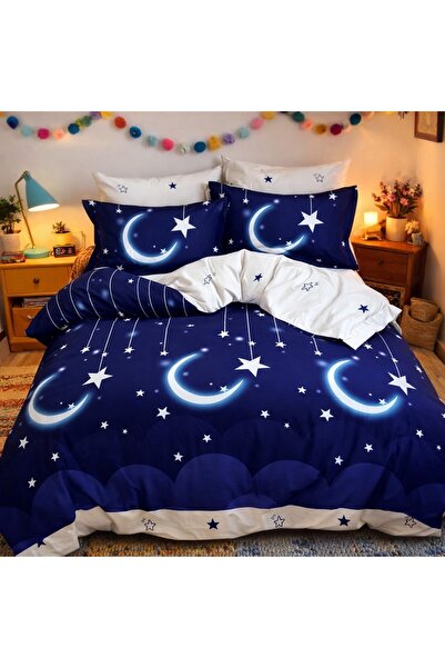 CumparaMisim Double bed linen, Finet, 6 pieces, Navy blue, stars