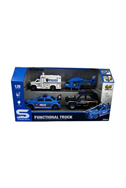JS Toys JS200D Set of 4 police cars, with friction, sounds and lights...