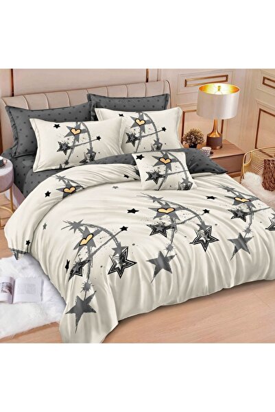 CumparaMisim Double bed linen with Stretchy, Finet, 6 pieces, Gray, stars