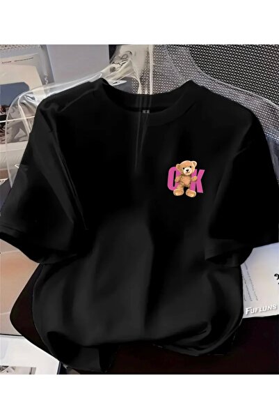 Marco Fresco Ok Bear Printed Unisex Women'S/Men's Oversize Crewneck T-Shirt