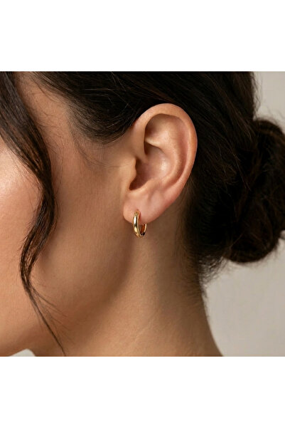 Madame Deco & Takı Madame Gold Medium Thick Hoop Earrings – Classic Modern St...