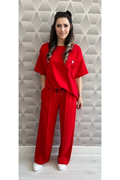 OnlyForYou Women's elastic viscose tracksuit with appliquéd flower