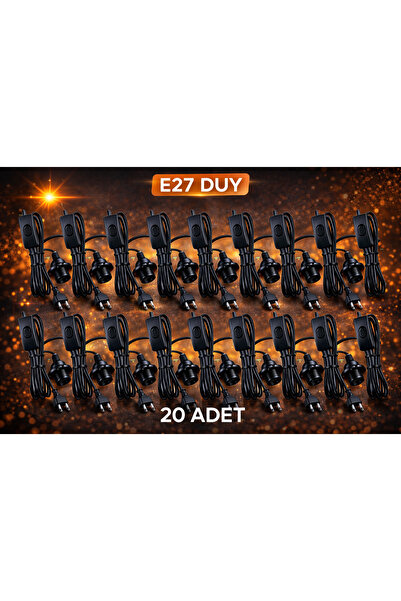 ZMR LUMIXA 1 ADET SEYYAR FİŞLİ E27 DUYLU 1,5 METRE ARAPUARLI KABLO 20 ADET