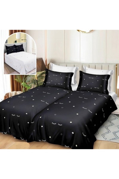 CumparaMisim Lenjerie de pat cu 2 cearsafuri pt. pilota, 7 piese, Bumbac Sati...