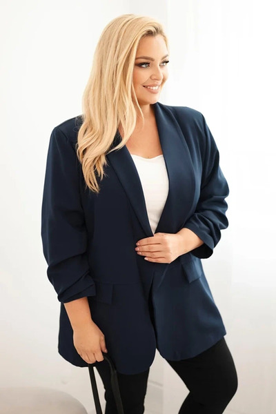 UniqueStore.ro Elegant navy blue oversized blazer with draped sleeves - Fancy...