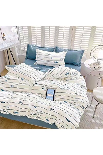 CumparaMisim Double bed linen with Stretchy, Finet, 6 pieces, Blue, fish