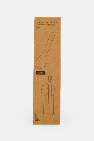 Muy Mucho Stainless Steel 3 Pieces Cutlery Set With Case, Silver