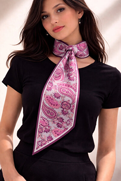 Mavi Masal Pink Shawl Patterned Women's Scarf – Elegant Satin Neck Scarf |   ...