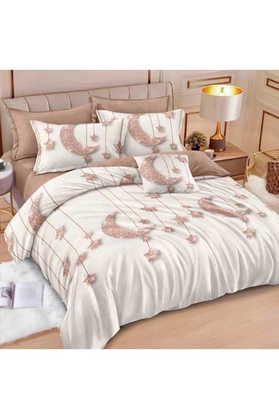 CumparaMisim Double bed linen with Stretchy, Finet, 6 pieces, Beige, moon and...