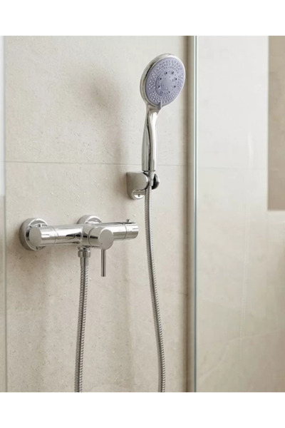 Kanonik Education Blue 4-Function Hand Shower Head Set with Spiral Hose and S...