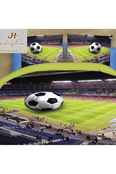 CumparaMisim Lenjerie pat dublu, cearsaf clasic, imprimeu 3D, Verde, fotbal