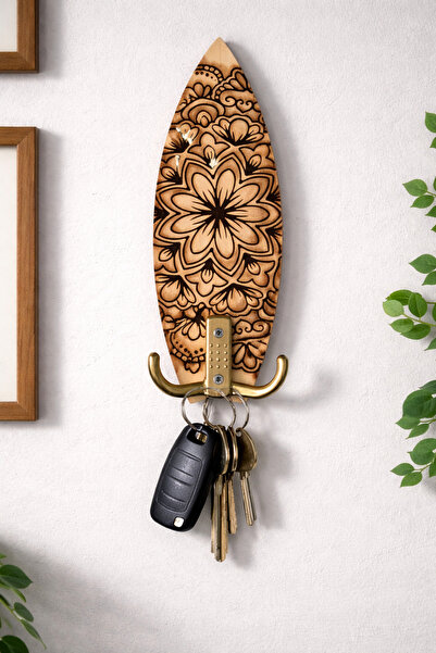 TUTU DESİGN Decorative Mandala Wooden Wall Art Keychain – Handmade Key Hanger...