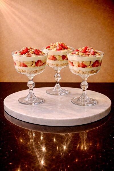 Maloria Crystalita Geniş Ayaklı Cam Magnolya Kasesi | 3 Adet - 220ml