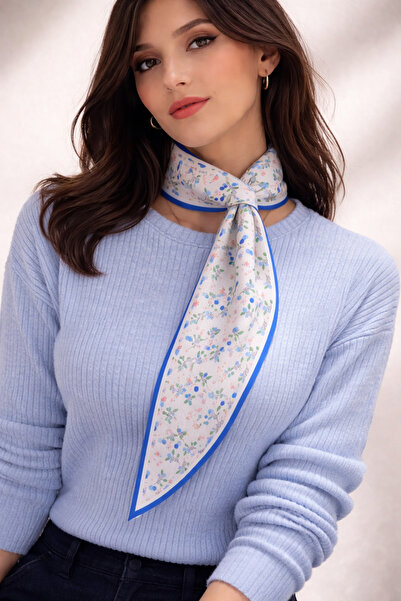 Mavi Masal Blue Small Floral Print Scarf