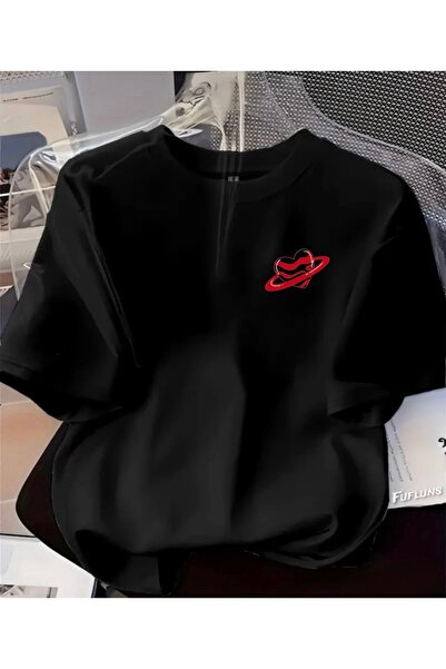 FUFLUNS Cosmic Love Printed Unisex Women'S/Men's Oversize Crewneck T-Shirt