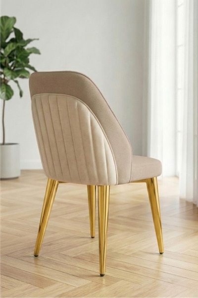 SANDERYA Nordic Serisi 1 Adet Krem-Kahve Yemek Masası Sandalyesi | Modern Tas...
