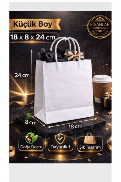 figanlar ambalaj Hârtie albă geantă Dimensiune mică 18x8x24 cm cu curele Cuti...