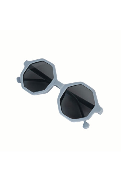 PETIT-ATELlER Kids Flexible Rubber Hexagon Sunglasses Pastel Blue Matte Frame...