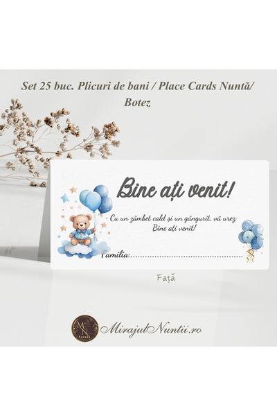 Proprie Set of 25 money envelopes for baptism, teddy bear theme and white and...