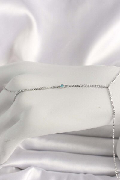 Inure Jewelry Brass Silver Color Waterway Zircon Stone Blue Stone Detailed Wo...