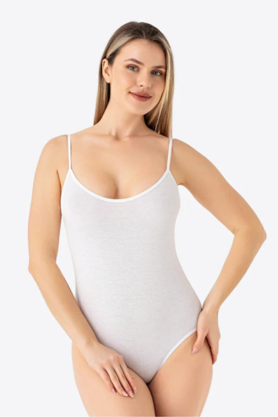 X MODAL Women's Rope Strap Snap-On Athlete Bodysuit Cotton Pcs Stretch Fabric