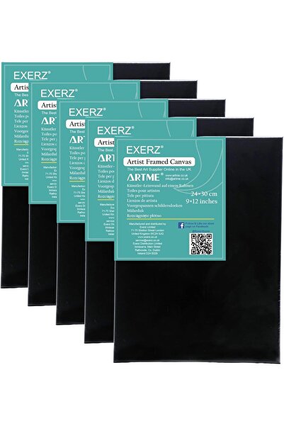 Exerz Μαύρος τεντωμένος καμβάς 24x30cm, 5 τεμάχια - Προεντεταμένος καμβάς καλ...