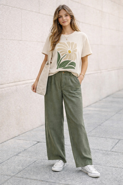 ArtYus Tricou Big Flower cu imprimeu Unisex supradimensionat – Design floral ...