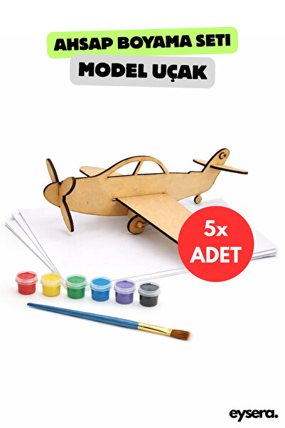 eysera Ahşap Boyama Seti Uçak Kiti 5’li – Montessori Eğitici Oyuncak
