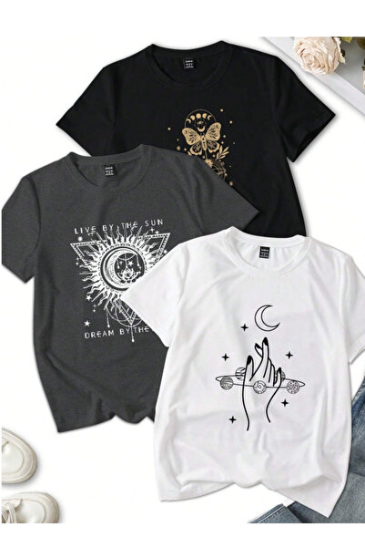 Oceanwear Sun Moon Special Design Printed Black White and Anthracite Color Cr...