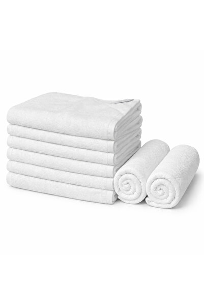 CumparaMisim Set of 8 small towels 30x50cm, 100% Pakistani Cotton , 600g, White