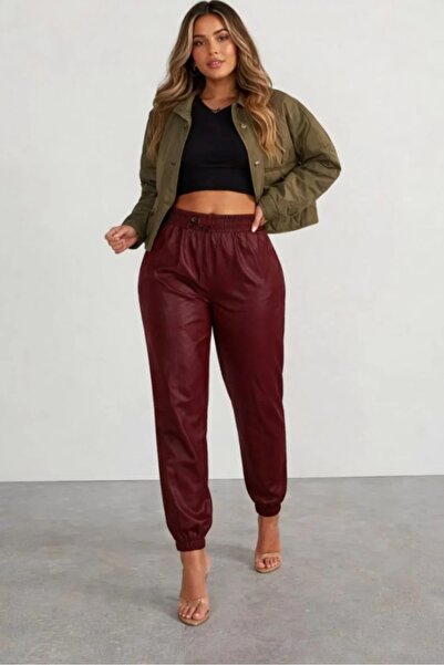 Om Women's plus size pants made of eco- Leather , elegant and modern