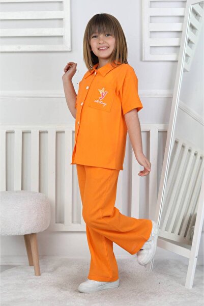 Erzani Kids Κοριτσίστικο πουκάμισο, παντελόνι, καλοκαιρινό σετ 3 τεμαχίων