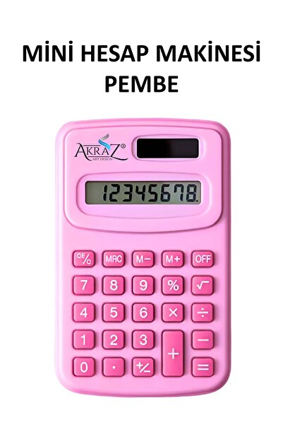 Akraz Art Design Mini Taşınabilir Renkli Hesap Makinesi TOZ PEMBE Öğrenci Hes...