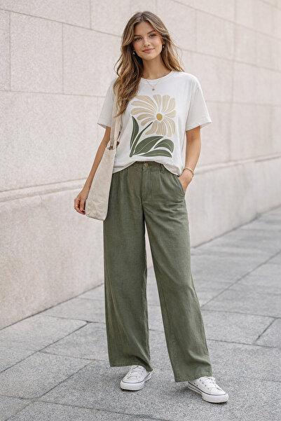 ArtYus Big Flower Printed Unisex Oversized T-Shirt - Retro Floral Design Casu...