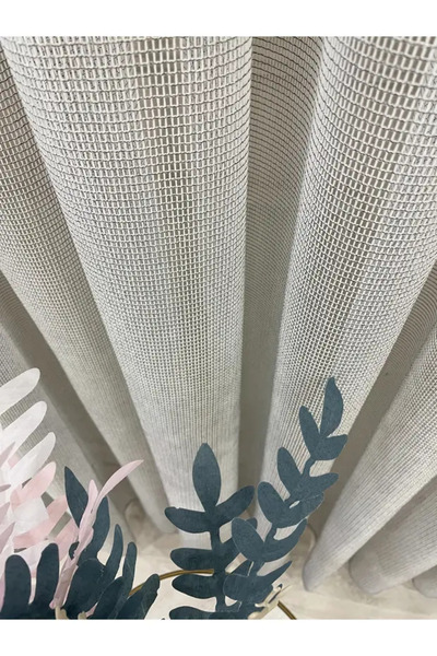 Brillant Grey Color Modern Textured Knitted 1/3 Sik Pleat Tulle Curtain