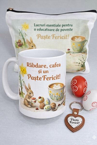 ALL PAPICKS Easter Gift Set for Teachers: XL Makeup Bag 24x18cm, 380ml Mug an...