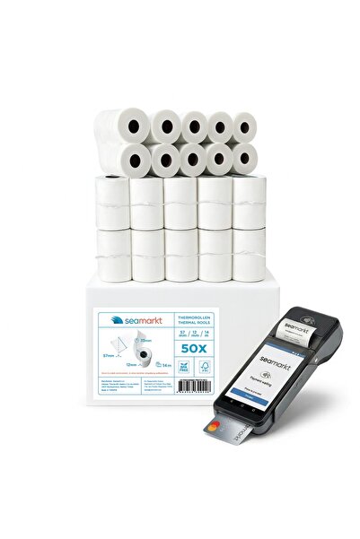 seamarkt 56x16 Termal POS Rulosu 50 Adet (5 Paket), Termal Rulo, 48 GSM, Bitm...