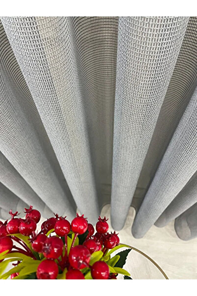 Brillant Dark Gray Color Modern Textured Knitted 1/3 Sik Pleat Tulle Curtain