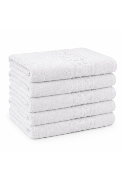 CumparaMisim Set of 5 large towels 70x130cm, 100% Pakistani Cotton , 500g, White