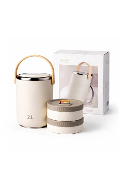 2AMNOVA 304 Stainless Steel Food Thermos, 2 L, With 2 Casseroles, Thermal Ins...