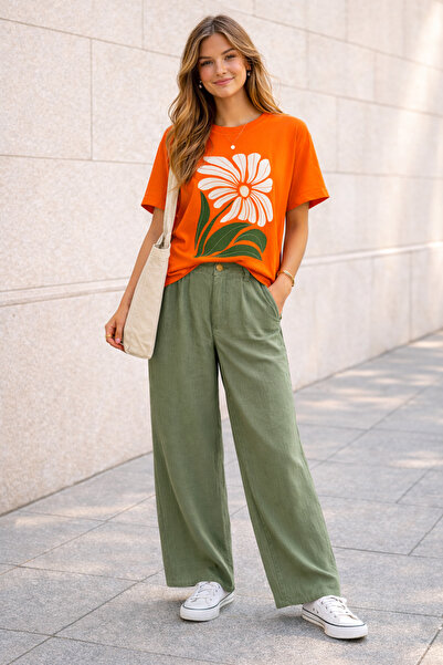 ArtYus Tricou Big Flower cu imprimeu Unisex supradimensionat – Design floral ...