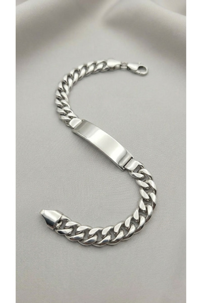 Satürn Silver Kuyumculuk Kişiye Özel İsim Yazılı Kararmaz Çelik Bileklik