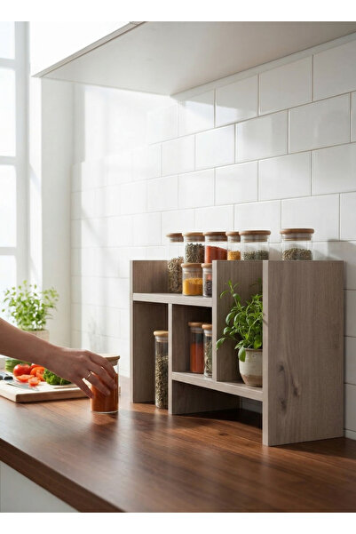 BAYHENNE Ahşap Ayarlanabilir Çok Amaçlı Raf Mutfak Tezgah Üstü Düzenleyici Ma...