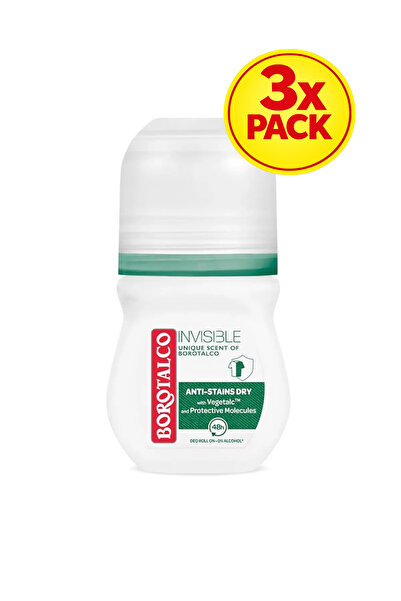 Borotalco 3x PACK Roll-on Invisible with Original Green Fragrance 50ml