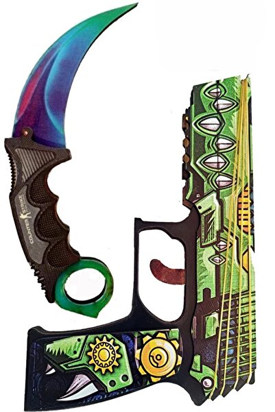 Lunarfall Wooden Cs-Go See You Later Gun and Fade Karambite Set Gamer Gift