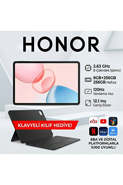 HONOR Pad 10 | 8GB RAM | 256GB Hafıza | 120Hz 12.1" | İş ve Eğlence - Kalem K...